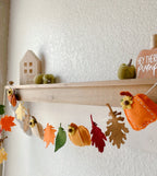 Pumpkin Garland, Fall Garland, Autumn Garland, Autumn Leaf, Fall Leaf, Felt Pumpkin, Fall Decor, Thanksgiving Garland, Autumn Bunting,