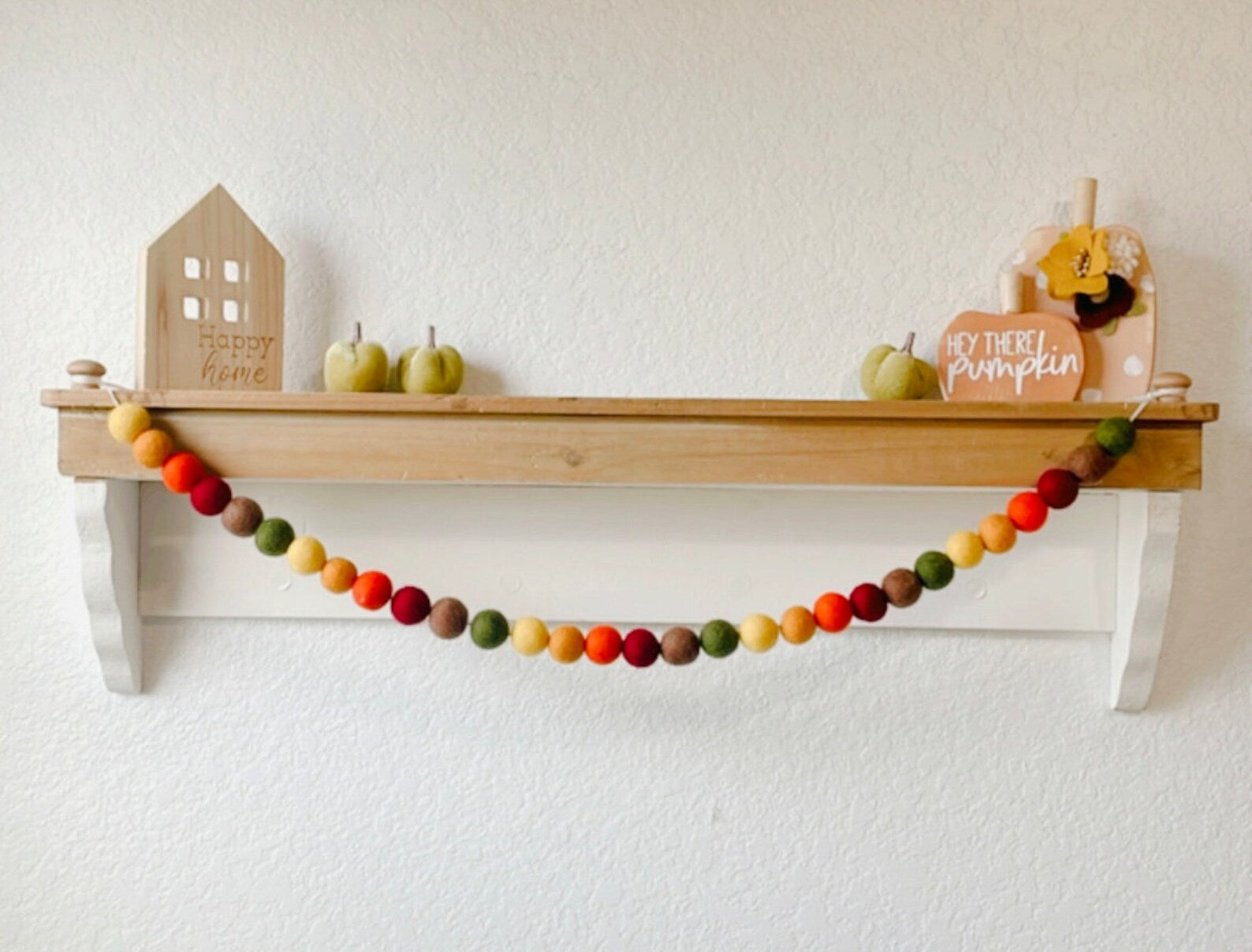 Fall Thanksgiving Autumn Garland, Felt Ball Garland, Pom Pom Garland, Fall Decoration, Fall Colors Mantle Decor, Tier Tray Decor