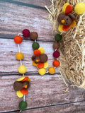 Turkey Felt Ball Garland: Handmade Thanksgiving Fall Decor