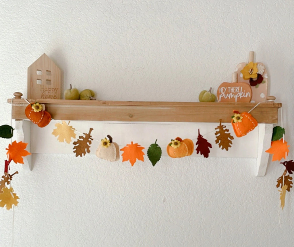 Pumpkin Garland, Fall Garland, Autumn Garland, Autumn Leaf, Fall Leaf, Felt Pumpkin, Fall Decor, Thanksgiving Garland, Autumn Bunting,