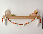 Felt Fall Pumpkin Garland, Fall Halloween Thanksgiving Autumn Décor, Pumpkin Garland, Felt Ball Garland, Fall Mantle Decor, 100% wool