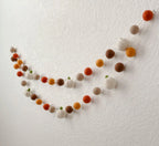 Felt Fall Pumpkin Garland, Fall Halloween Thanksgiving Autumn Décor, Pumpkin Garland, Felt Ball Garland, Fall Mantle Decor, 100% wool