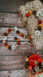 Felt Fall Pumpkin Garland, Fall Halloween Thanksgiving Autumn Décor, Pumpkin Garland, Felt Ball Garland, Fall Mantle Decor, 100% wool