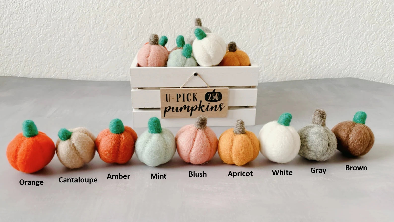 Felt Pumpkins, Fall Decor, 100% Wool, Thanksgiving, Set of 3 or 6 or 9 or 12