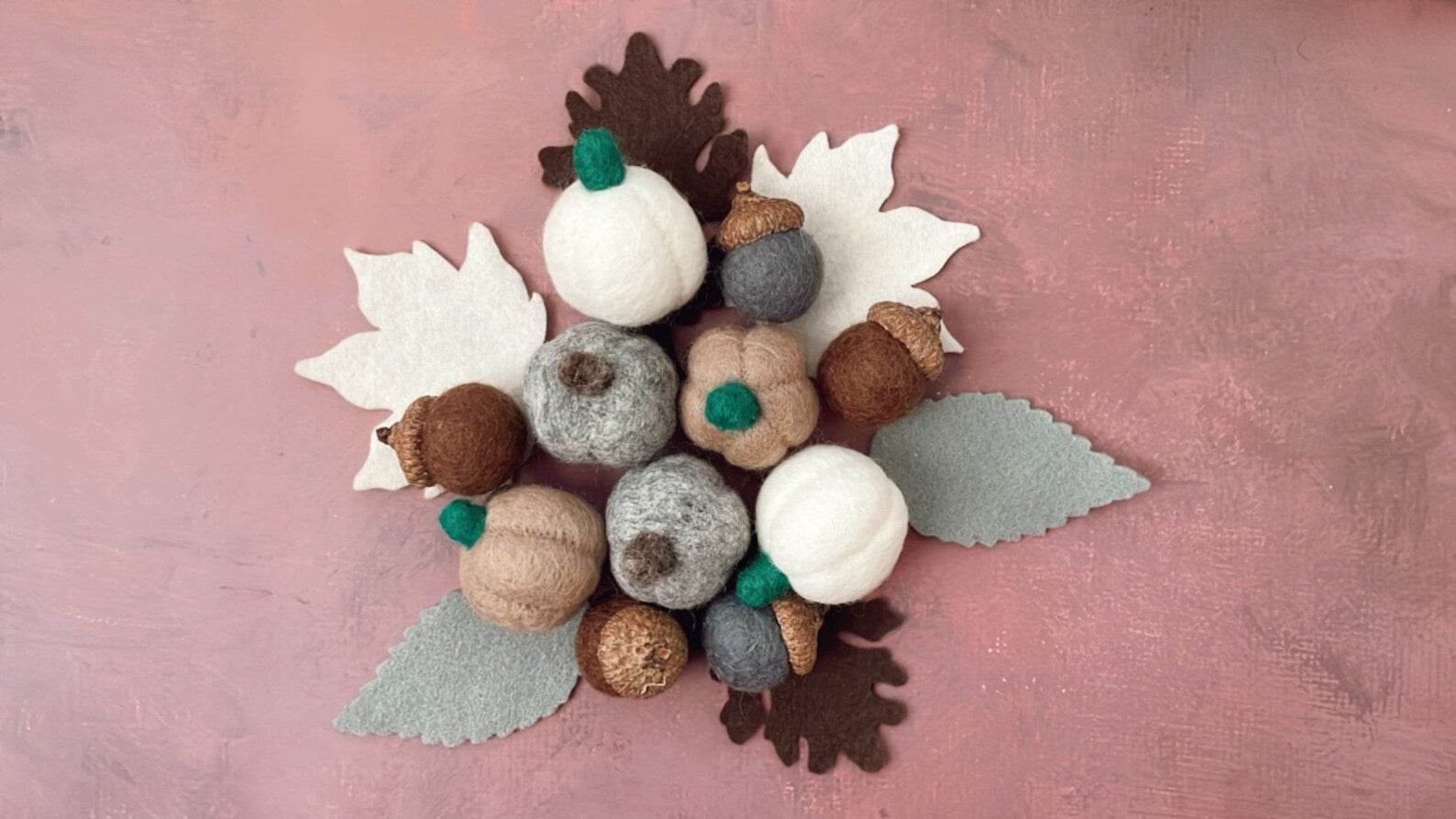 Fall Decoration Set, Pumpkin Sets, Autumn Leaf, Fall Leaf, Felt Pumpkin, Felt Acorns, Thanksgiving Halloween Farmhouse Tier Tray Decor Set