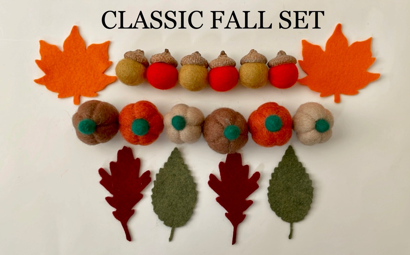 Fall Decoration Set, Pumpkin Sets, Autumn Leaf, Fall Leaf, Felt Pumpkin, Felt Acorns, Thanksgiving Halloween Farmhouse Tier Tray Decor Set