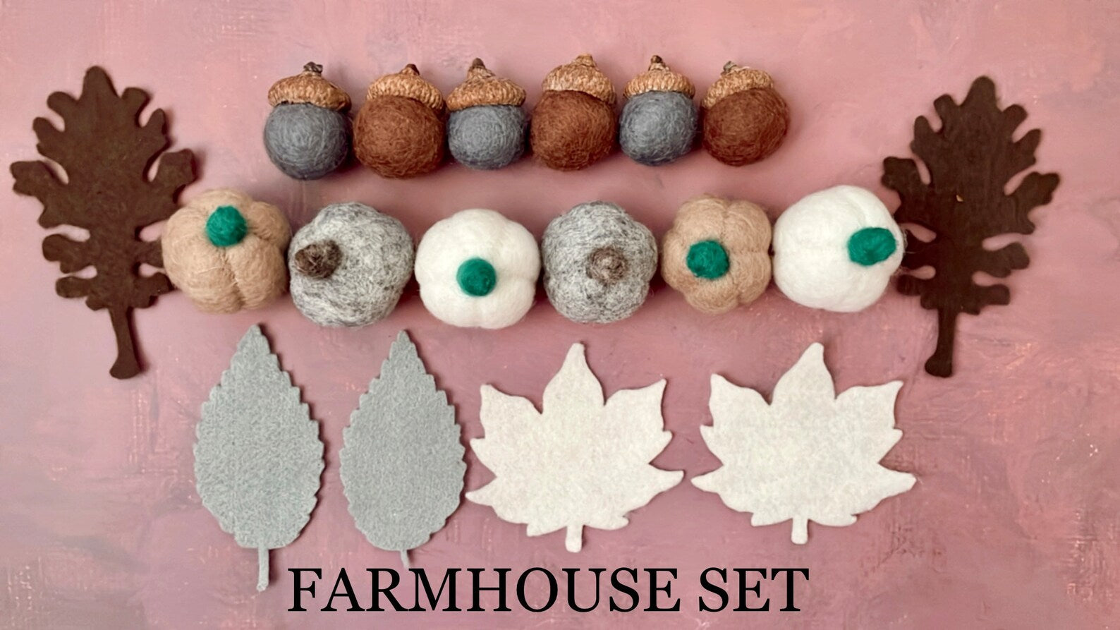 Fall Decoration Set, Pumpkin Sets, Autumn Leaf, Fall Leaf, Felt Pumpkin, Felt Acorns, Thanksgiving Halloween Farmhouse Tier Tray Decor Set