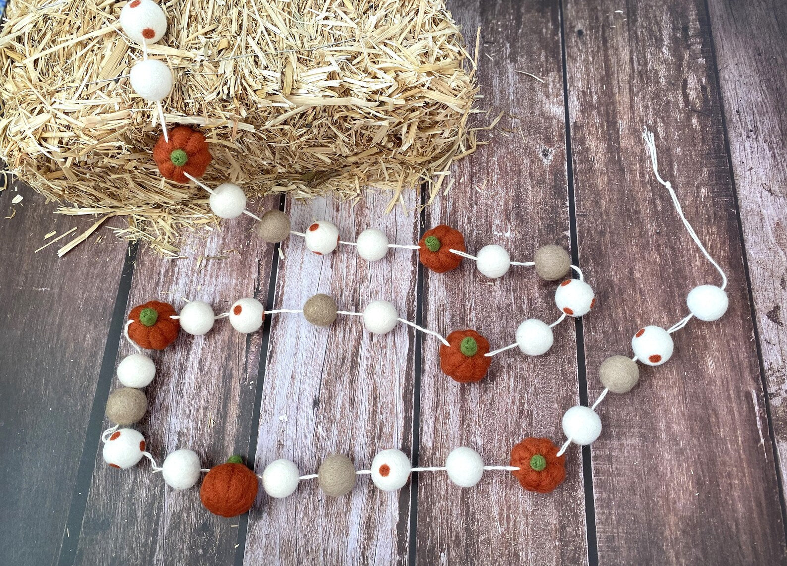 Fall Garland, Felt Fall Pumpkin Garland, Fall Halloween Thanksgiving Autumn Décor, Pumpkin Garland, Felt Ball Garland, Fall Mantle Decor