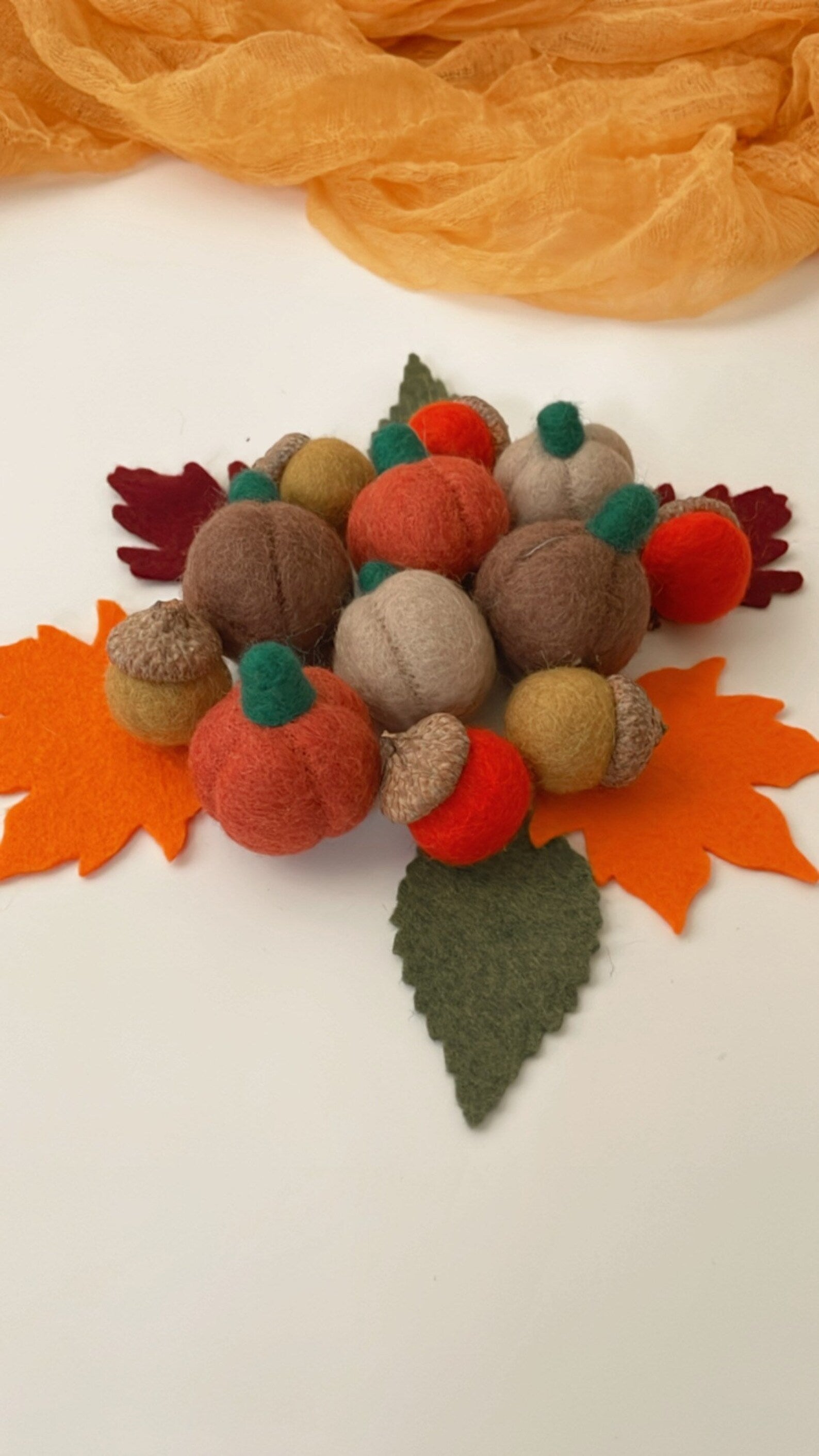 Fall Decoration Set, Pumpkin Sets, Autumn Leaf, Fall Leaf, Felt Pumpkin, Felt Acorns, Thanksgiving Halloween Farmhouse Tier Tray Decor Set