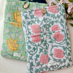 Hand-Block Printed Book Sleeve: Quilted Cotton Kindle Cover