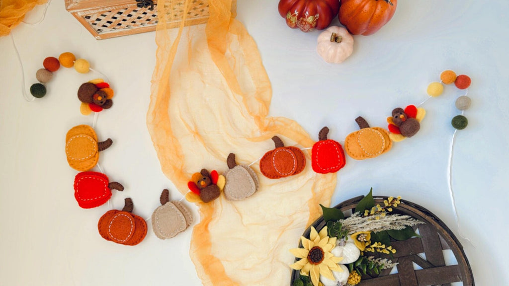 Handmade Felt Pumpkin Garland: Thanksgiving & Fall Decor