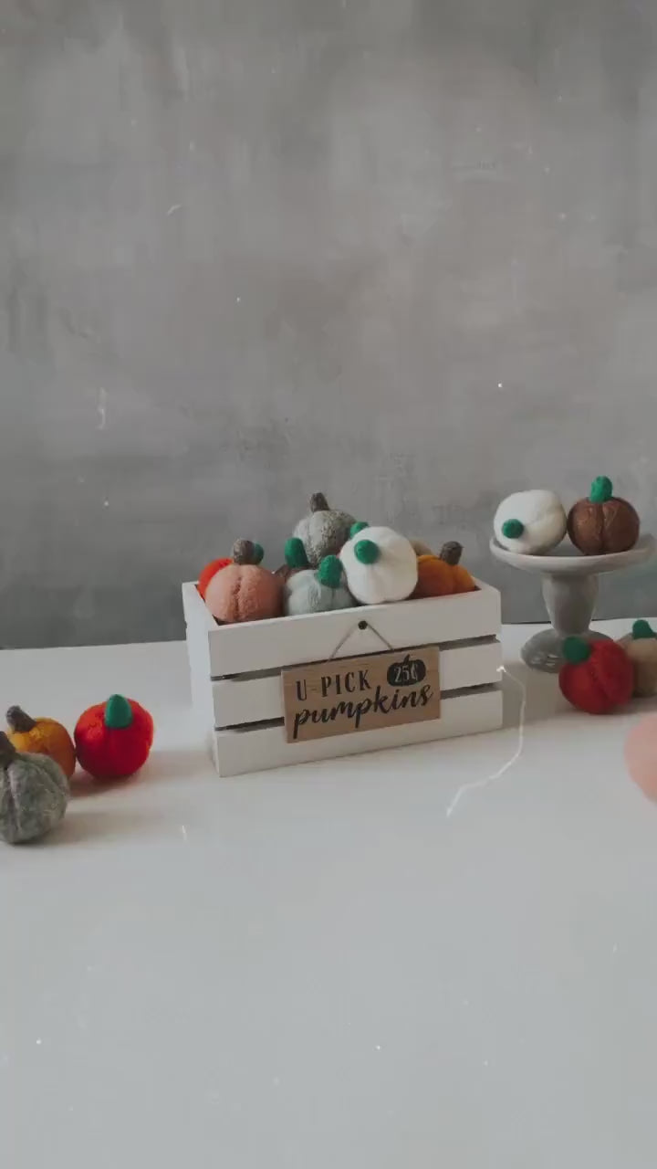 Felt Pumpkins, Fall Decor, 100% Wool, Thanksgiving, Set of 3 or 6 or 9 or 12